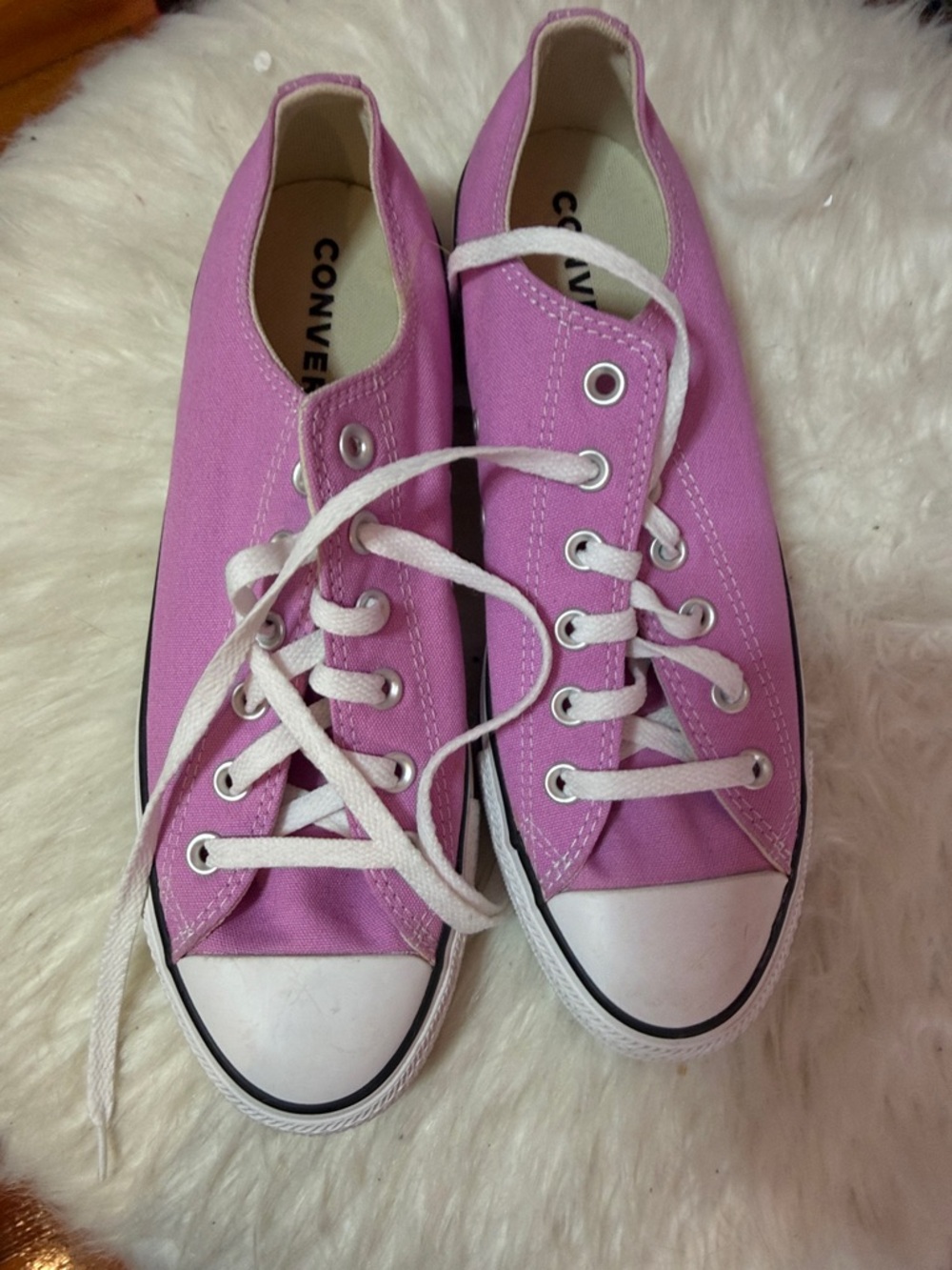 Converse Pink Low Top Canvas Sneakers with White Accents